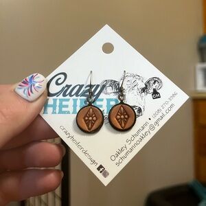 Small Diamond Stamped Leather Earrings